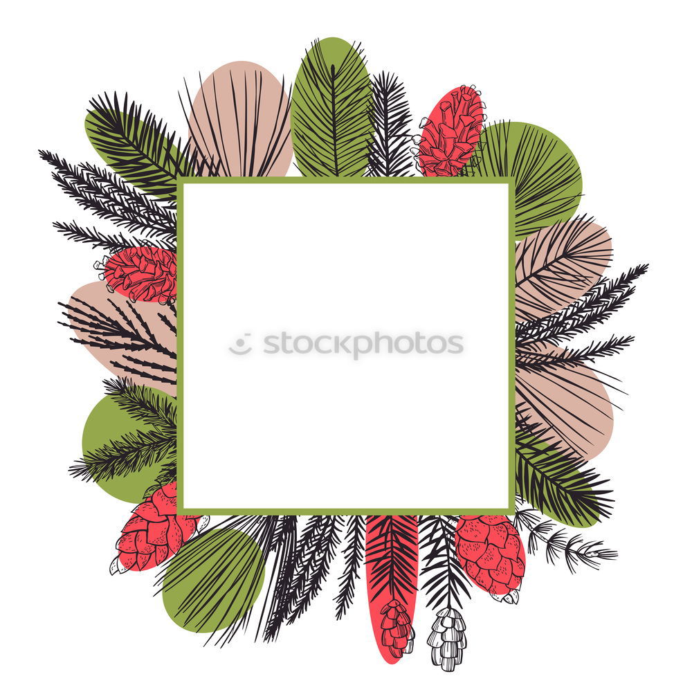 Similar – Watercolor Bohemian golden frame with dried leaves and tropical flowers illustration