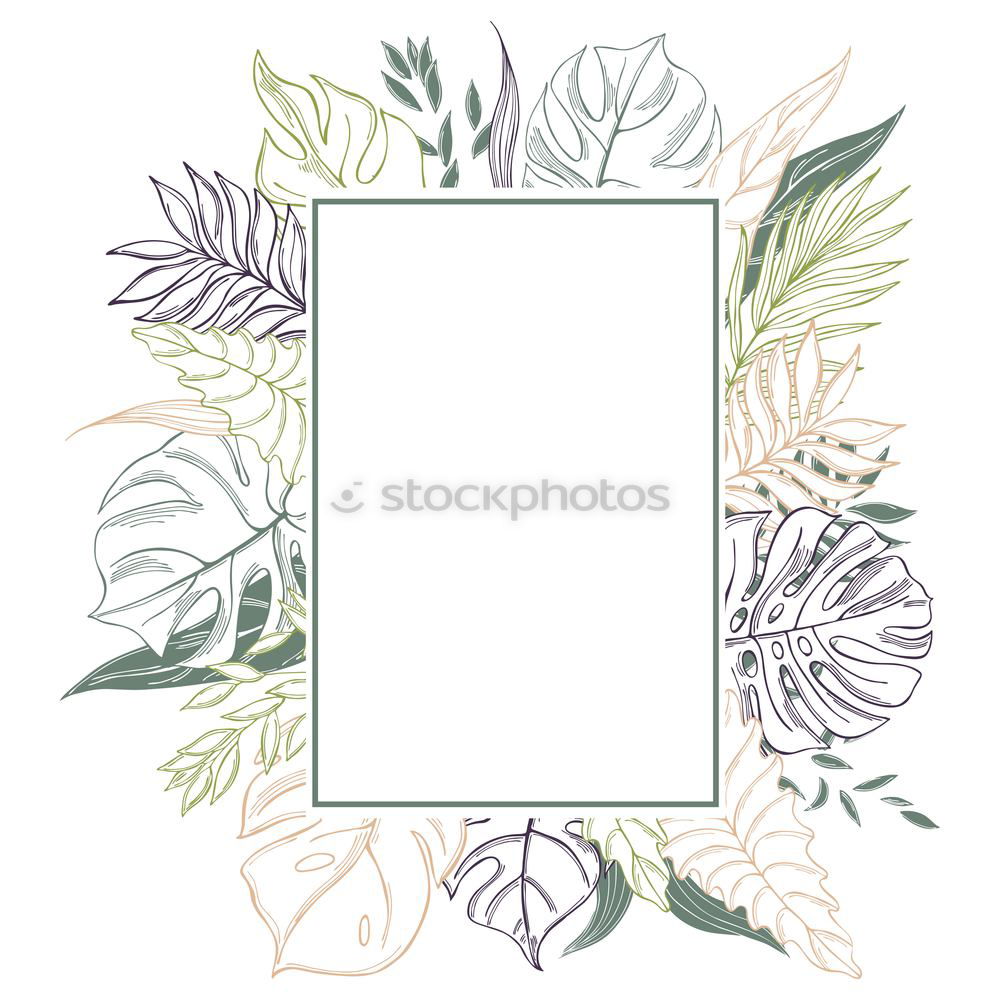 Similar – Square golden frame made of green watercolor leaves, wedding illustration