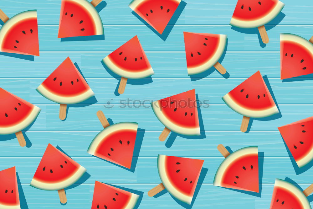 Similar – Slices of watermelon on a plain surface painted in bright blue