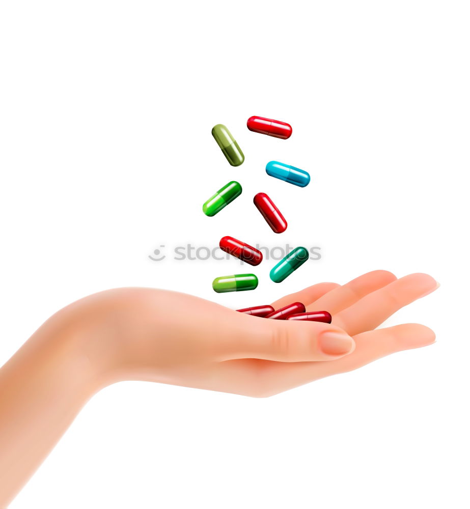 Similar – Hand and various pills on it. Human skin and medicines.